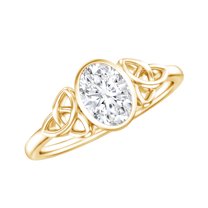 Rosec Jewels Oval Engagement Ring with Lab Diamond - 5X7 MM - EF-VS Grade Celtic Knot Ring, 10K Yellow Gold, US 13.00