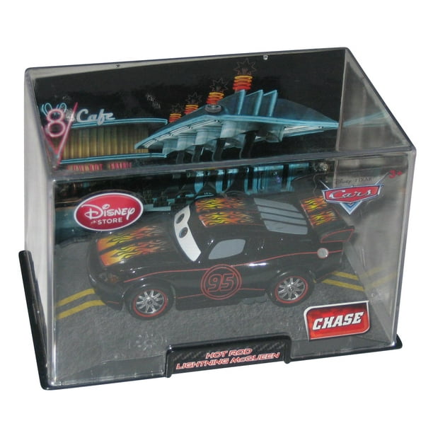 Disney Store Cars 2 Hot Rod Lightning McQueen Chase Toy Car w/ Plastic Case