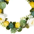 thumbnail image 4 of Northlight 9" Cream Rose, Green and Yellow Thistle Hanging Spring Wreath, 4 of 6