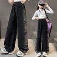 thumbnail image 2 of JLMSPLWG Wide Leg Jeans for Girls Baggy Denim Jeans Girl Daily Wear Bootcut Jean Teen Girls Cute High Waist Solid Color Pants with Pockets Girl's Clothes, 2 of 7