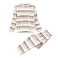 thumbnail image 4 of FUNUONY Fluffy Flannel Winter Pajamas for Women Plush Warm Fuzzy Pajama Set Triped Pajama Set Long Sleeve Top and Long Pants 2 Piece Sleepwear Loungewear Soft Cozy Pjs Pajamas, 4 of 4