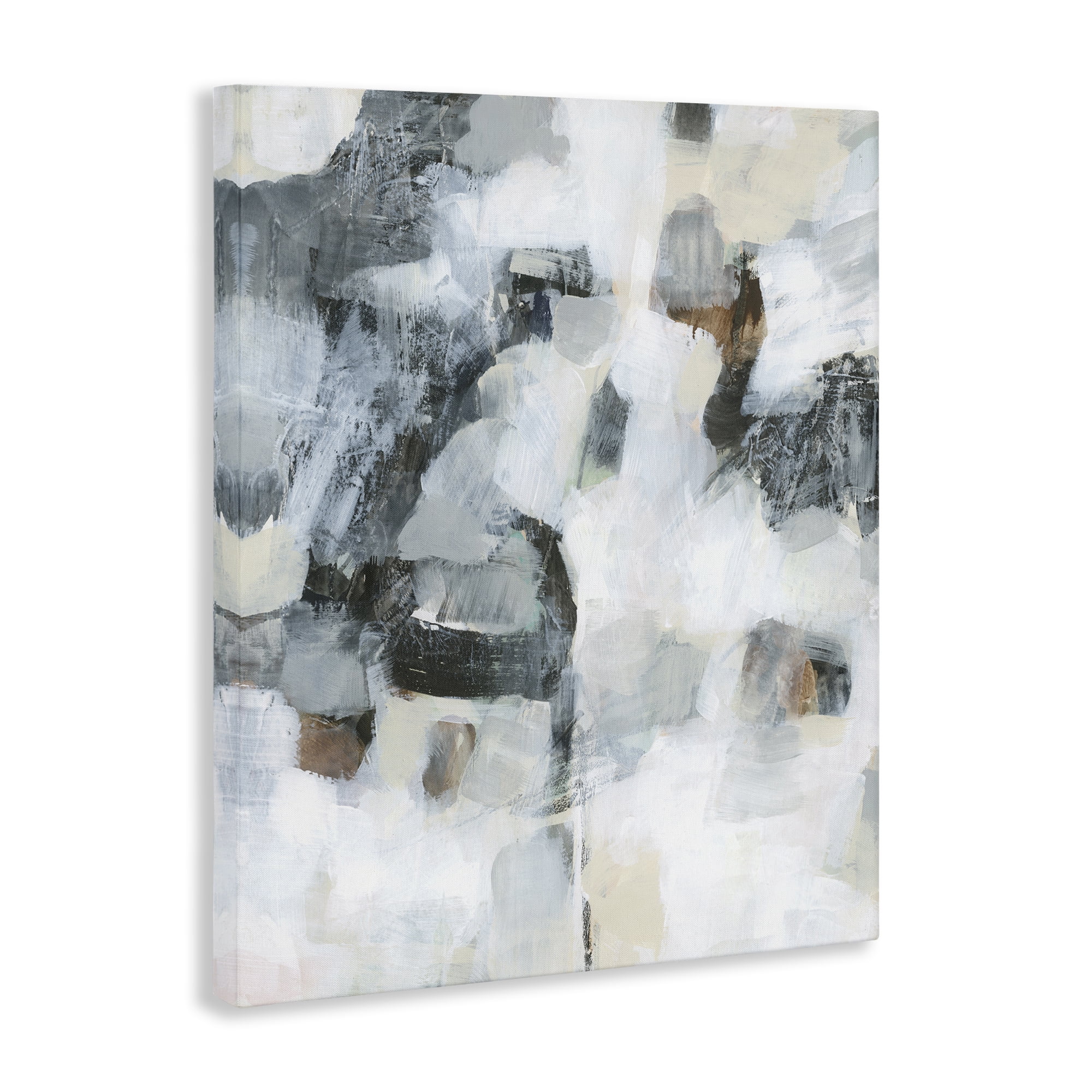 Stupell Industries Grey & White Abstract Pattern Abstract Painting Wrapped Canvas Art Print Wall Art, 24 x 30