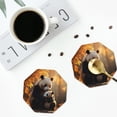 thumbnail image 5 of Pofeuu Maple Forest Panda Print Leather Coasters Set of 6, Round Cups Mugs Mat Pad for Home Kitchen Heat Resistant Drink Coasters,Octagon, 5 of 7