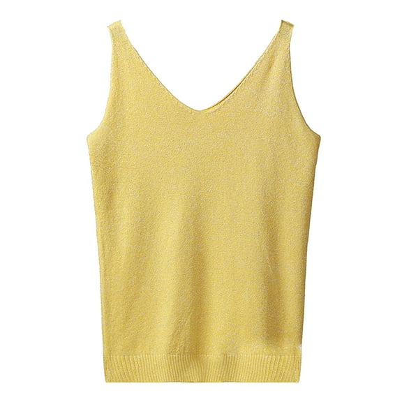 Sweater Vest Women, Yigetop Women's Sleeveless Sweater Vest Summer Casual Sleeveless V Neck Loose Knit Lightweight Pullover Tank Tops Vest Tops for Women A A