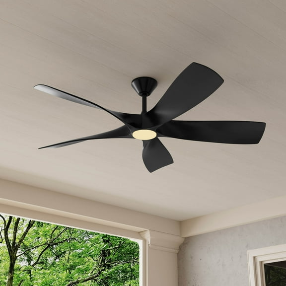 Vernal Collection 60" Five-Blade Matte Black LED Wifi Transitional Indoor/Outdoor Smart DC Ceiling Fan