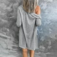 thumbnail image 5 of UTTOASFAY Women Solid Loose Long Sleeve Cardigan Autumn Coat Blouse Gray 8(L), 5 of 7