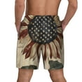 thumbnail image 2 of Lsque Mens Swim Trunks USA Sunflower Flag Pattern - Bathing Suit Compression Liner - Beach Swim Shorts Swimwear - (S-3XL) - Stretch Quick Dry -3X-Large, 2 of 9