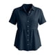 thumbnail image 5 of Craaazy Women's Loose Fit Collared Blouse, Solid Color Short Sleeve Button Down Shirt, Breathable Cotton Linen Casual Top for Daily Wear, Work & Weekend Gifts, 5 of 9