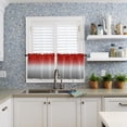 thumbnail image 5 of Red and Grey Kitchen Curtain Valance and Tiers Set Ombre Red Gray Rod Pocket Kitchen Tier & Valance Set 3 Piece Gradient Gradual Color Modern Window Curtain Valance Tier Set for Bedroom 54x24 inch, 5 of 6
