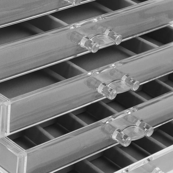 Pretyzoom Clear Acrylic Rock Collection Display Box with Divided Compartments and Velvet Lining for Organized Storage