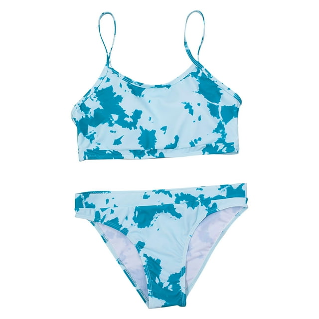 Traje De Baño Para Niñas Traje De Baño Para Niños Pequeños Sling Butterfly Tie-Dye Print Beach Cute Bikini Suit Green Odeerbi LM103-3480