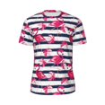 thumbnail image 6 of Rocae Dark Blue Stripes and Flamingos for Men's Mesh Quick-Dry Short Sleeve Workout T-Shirt,Mens Crew Neck Tee Lightweight Soft Classic T Shirts Large, 6 of 9