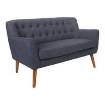 OSP Home Furnishings Mill Lane Loveseat in Navy Fabric with Coffee Legs