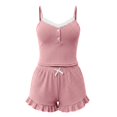 thumbnail image 6 of Endives Pajamas Set for Women 2 Piece Pajamas Set Spaghetti Strap Lace Crop Tops and Shorts Sets Slim Fit Summer Pjs Loungewear Lounge Sets for Women, 6 of 6