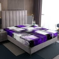 thumbnail image 4 of Erosebridal Geometric Sheet Set Queen, Purple Watercolor Bedding Sets Queen Size, Abstract Stripe Decor, 4 of 7