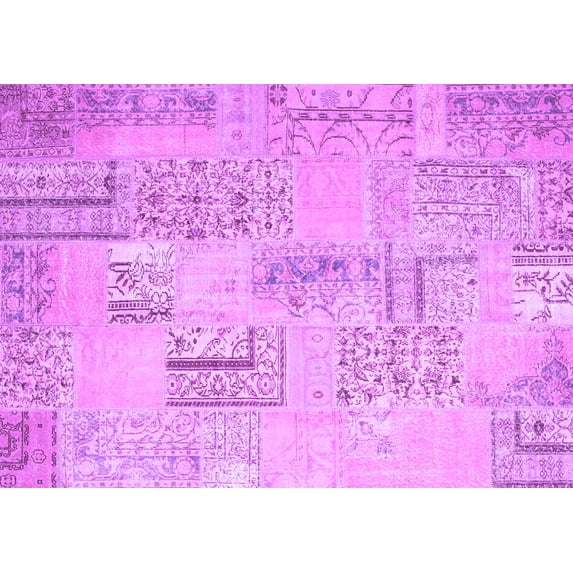 Ahgly Company Indoor Rectangle Patchwork Purple Transitional Area Rugs, 6' x 9'