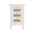 thumbnail image 5 of Wood Nightstands Set of 2, Farmhouse Night stand with Rattan-Woven Surfaces and Three Drawers, White Bed Side Table for Bedroom, 5 of 9
