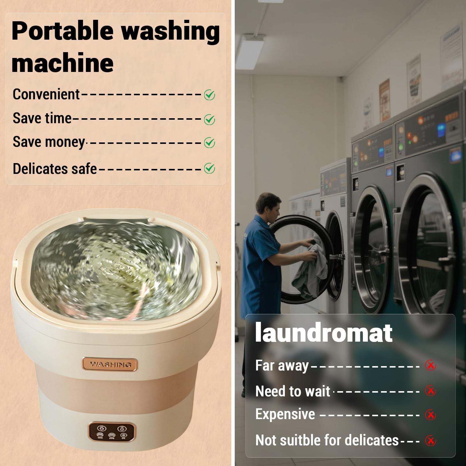 Luku 12L Mini Folding Washing Machine, Portable Collapsible Washer & Dryer for Underwear, Baby Clothes