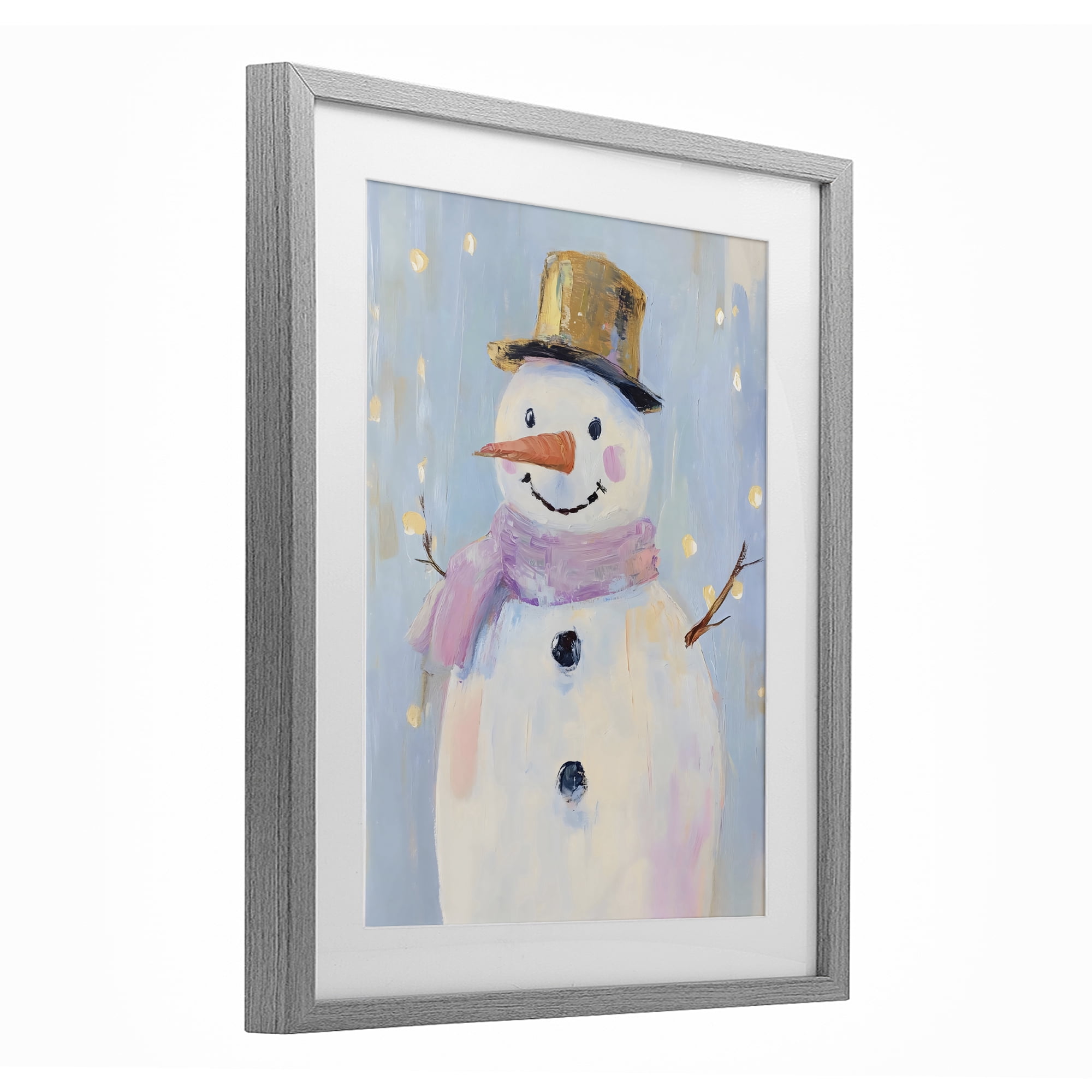 Stupell Industries Cheerful Pastel Snowman Gray Framed Print Under Glass, design by The Prints Vibe