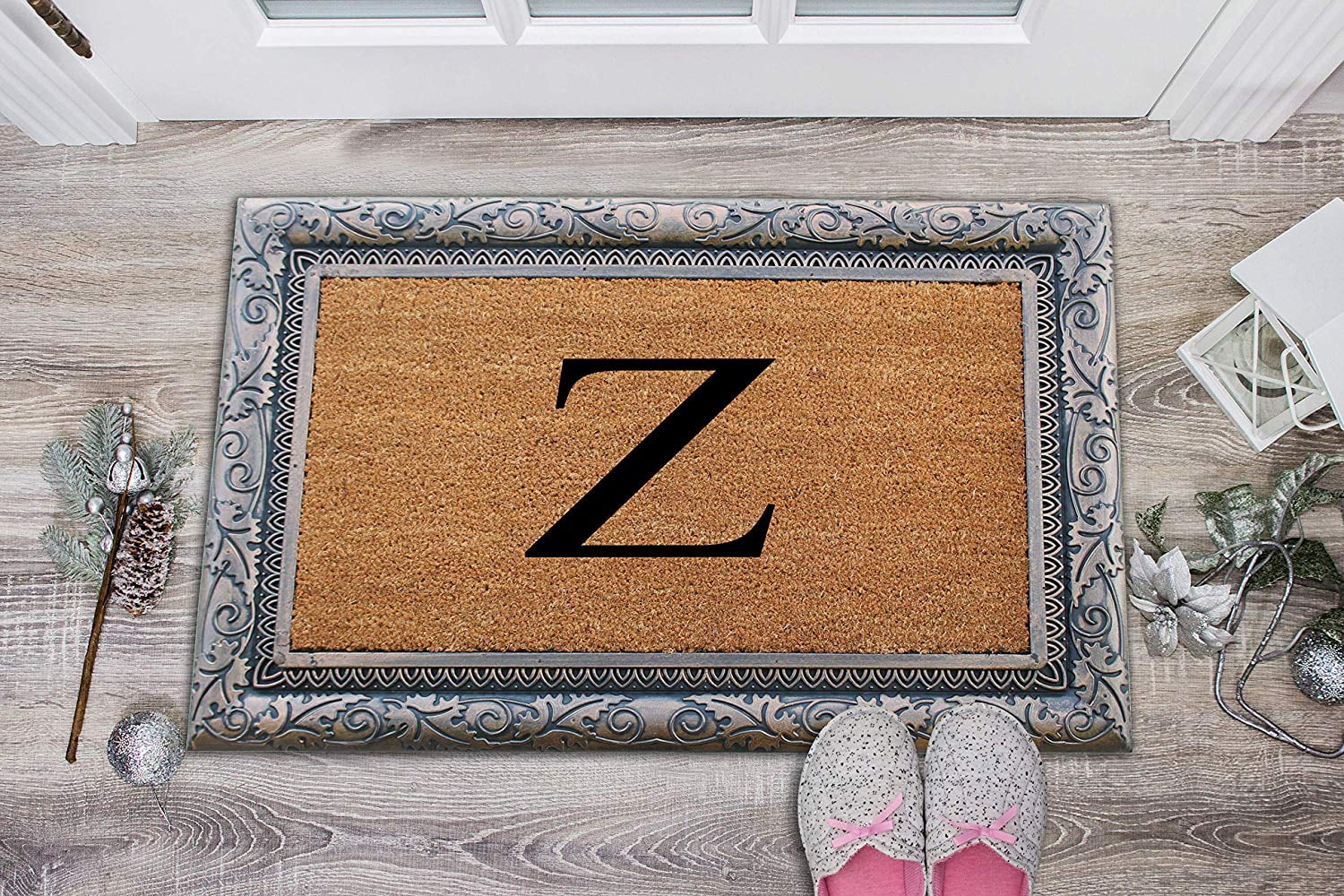 A1HC First Impression Rubber and Coir Albena 24" X 36" Bronze Finished Heavy Duty Monogrammed Doormat