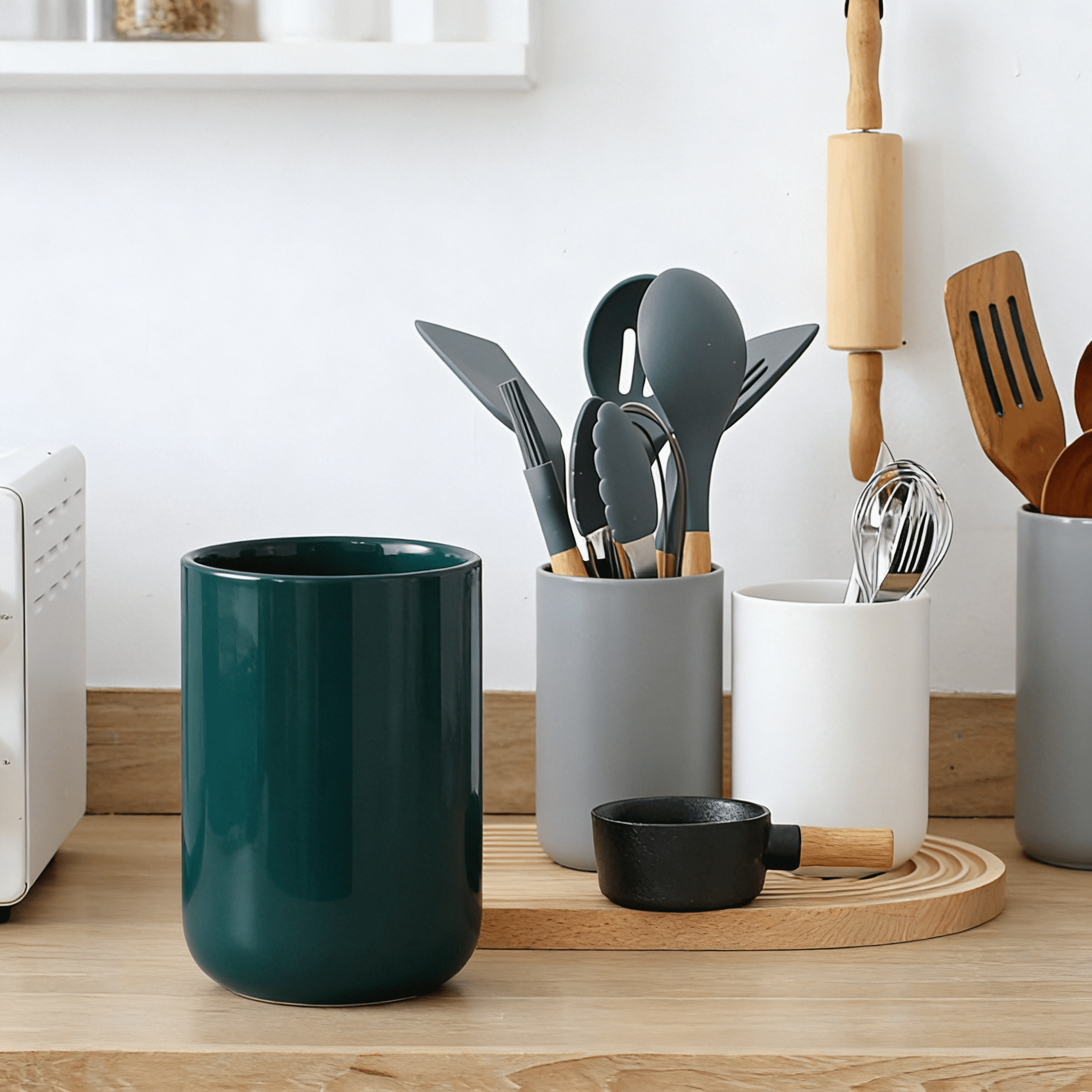 ACDANC 2026 New Kitchen Utensil Holder,Cooking Utensil Holder for Kitchen Counter,Cream White Ceramic Utensil Crock