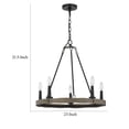 thumbnail image 5 of Stomy 23 Inch Chandelier, Brown Wood Wheel Design, Black Metal Chain, 5 of 7