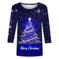 thumbnail image 4 of Holiday Gifts! Titcea Christmas Shirts for Women 3/4 Sleeve Crewneck Glitter Xmas Tree Print Pullover Christmas Sweaters 2024 Fashion Casual Tops, 4 of 4