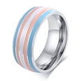 thumbnail image 1 of Stainless Steel Lesbian LGBT Ring for Women Couple , pride Love Promise Band Stripe Flag Color Engagement Rings, 1 of 5