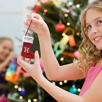 EWASWON Christmas Personalized Christmas Letter Ornament - 26 Alphabet Hanging Pendant, Double-Sided PVC, Santa Hat Design, Christmas Tree Decorations