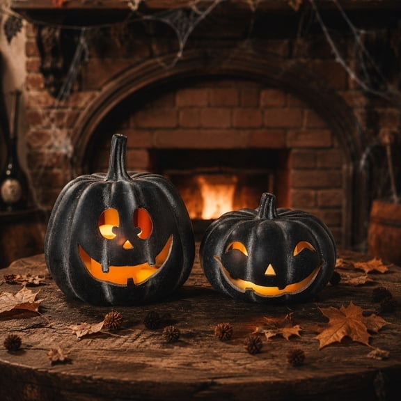 LEFXSMR Pumpkin Night Light, Glowing Resin Large Pumpkin Decor with Led, Waterproof Halloween Light for Yard Garden Outdoor Indoor Decor