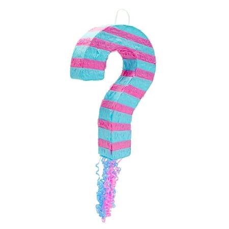 Pull String Gender Reveal Question Mark Pinata, Boy or Girl Baby Shower Party Supplies, 17 x 12 x 3 in