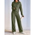 thumbnail image 5 of Womens Lounge Sets 2 Piece Matching Pajamas Fall Fashion Ribbed Knit Outfits Long Sleeve Casual Sweatsuits Green M, 5 of 8