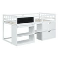 thumbnail image 2 of Twin Size Low Loft Bed with Rolling Desk, Shelf and Drawers - White, 2 of 13