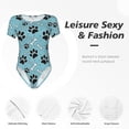 thumbnail image 6 of The Xecao Cute Dog Footprints Women's Crew Neck Body Suit, a short-sleeved bodysuit and basic swimsuit, both comfort and style for dating and daily life, 6 of 9