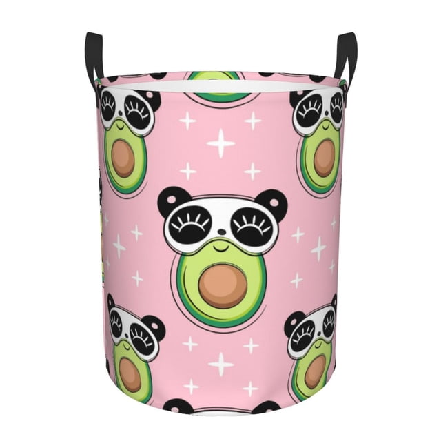 Balery Panda Avocado Cesta de ropa redonda con asas, impermeable, independiente, para ropa, juguetes, dormitorio y familia-Medium