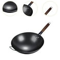 thumbnail image 6 of Fancyes Wok Pan Chinese Wok with Wooden Handle Traditional Boiling Cookware Gas Universal Induction Cooker Saute Pan Round Bottom Wok 32CM, 6 of 8