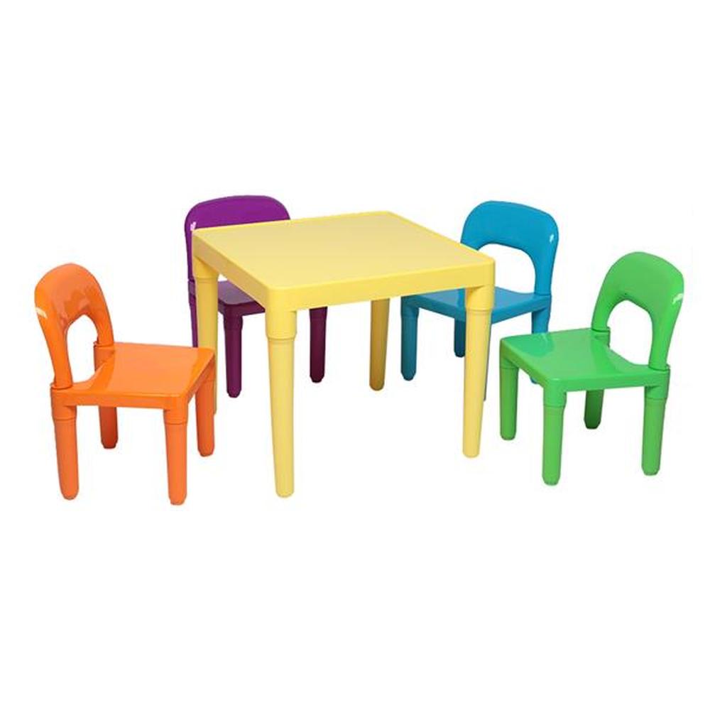 Set of Plastic Table And Chair Set for Kids, One Desk And Four Chairs