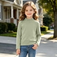 thumbnail image 4 of Spazoro Girls Mock Neck Pullover Top, Soft Loose Fit Mock Neck Long Sleeve 100% Cotton Solid Color Basic Layering Shirts for Daily Wear Mint Green Size 5-6, 4 of 9