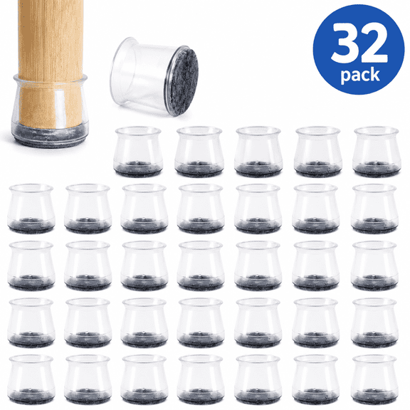 32 Pcs Chair Leg Floor Protectors, Silicone Chair Leg Caps, Floor Protectors for Chairs, Furniture Floor Protectors, Non-Scratch Noise Reducing Felt Covers for Hardwood & Tile Floors