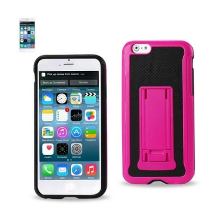 Iphone 6 Hybrid Heavy Duty Case With Vertical Kickstand In Black Hot Pink