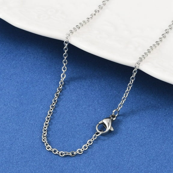 Tarnish Resistant 304 Stainless Steel Cable Chain Necklace Making with Lobster Claw Clasps Stainless Steel color 19.7 inch(50cm) 2mm 304 Stainless Steel