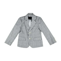 kpmatpey Toddler Baby Boys Clothes Blazer Jackets Button up Lapel Collared Long Sleeve Plaid Formal Suit