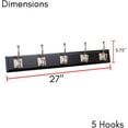 thumbnail image 2 of BirdRock Home Classic Hook Rack and Hat Rack - 5 Hooks - Wall Mount - Black Finish - Satin Nickel Hooks, 2 of 3