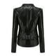 thumbnail image 5 of Chaquetas para mujer Slim Leather Stand Collar Zip Motocicleta Traje Cinturón Abrigo Chaqueta Tops Odeerbi ODB-3, 5 of 9