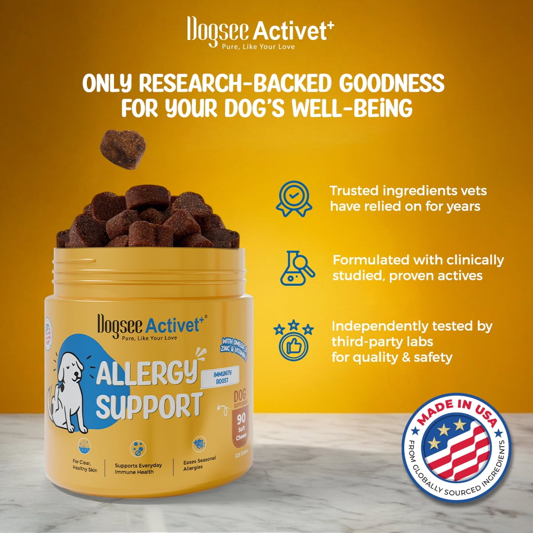 Dogsee Activet+ Allergy Support Chews Omega 3 Quercetin Probiotics 90 Chews