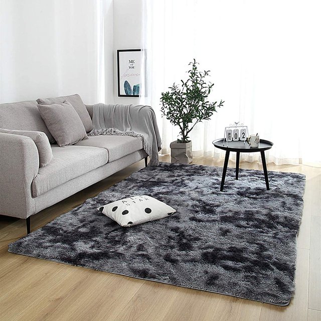 Shaggy Fluffy Rugs Color Gradient Anti Skid Area Rug Dining Room Carpet Bedroom Floor Mat