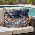 thumbnail image 2 of Outdoor Pillow Cover Abstract Blue Brown Wave Set of 2 Waterproof Throw Pillowcases Modern Art Decorative Patio Furniture Pillows for Couch Garden Indoor & Outdoor Use, 2 of 9
