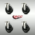 thumbnail image 2 of 5 Inch 316SS Hard Rubber Wheel Swivel Top Plate Caster Set Service Caster, 2 of 2