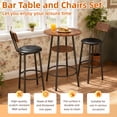 thumbnail image 2 of Cterwk 3 Pieces Round Bar Table with 2 Pack Stools Set, Bar Table Stools Set for Kitchen, Dining Room, Living Room, Bar, Brown, 2 of 9