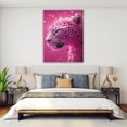 thumbnail image 6 of Mudket Glitter Pink Leopard with Crystals Framed Canvas Wall Art, Cute Girly Pink Leopard Wall Art Trendy Decor for Girls Bedroom, Dorm, Vanity Room, Ready to Hang - 40"L x 28"W, 6 of 10